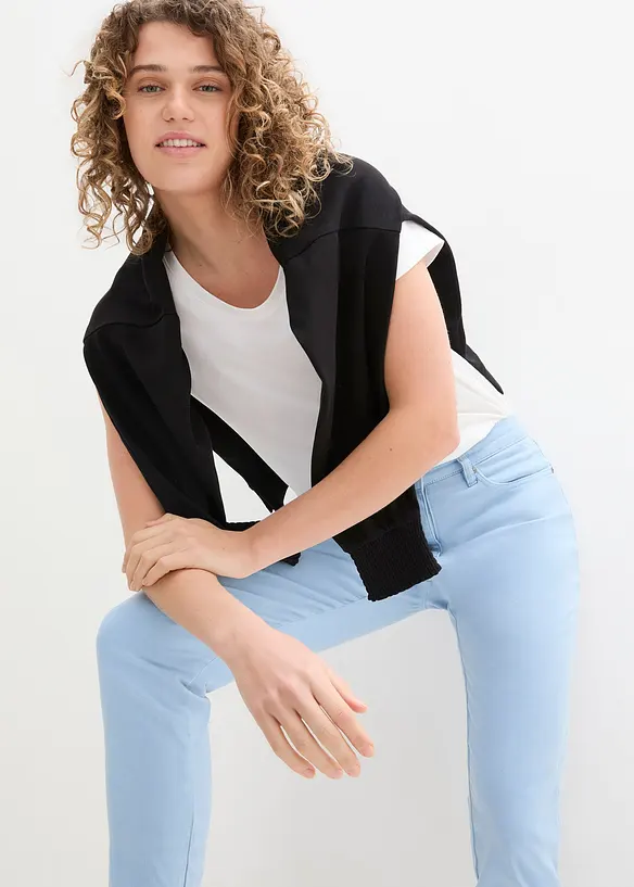 Pantaloni in twill cropped in look usato, bonprix