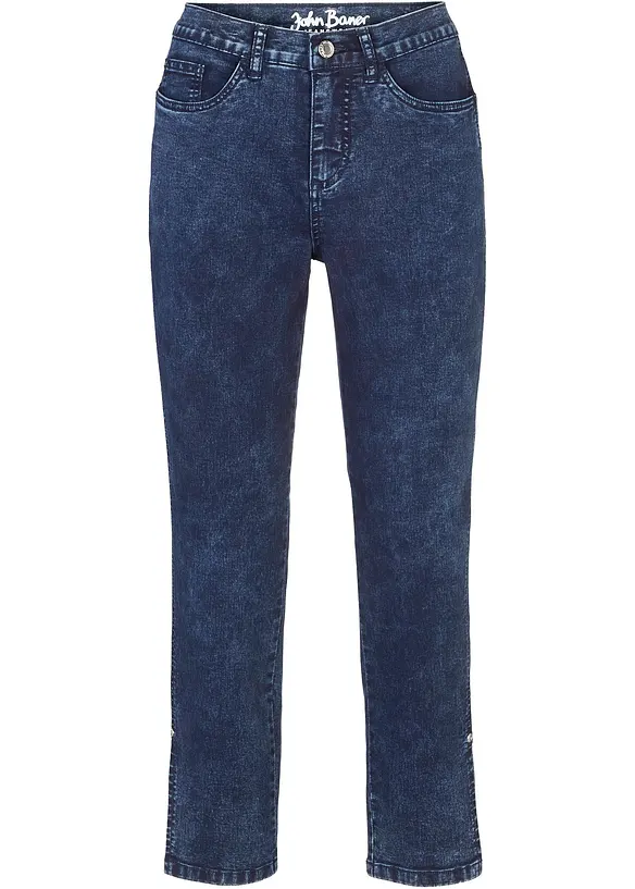 Jeans elasticizzati cropped straight, a vita media, bonprix