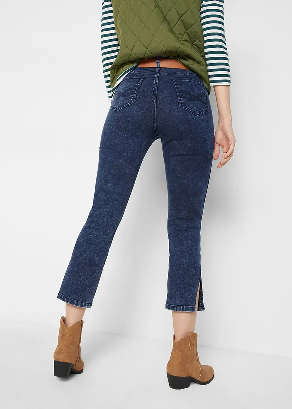 Jeans elasticizzati cropped straight, a vita media, bonprix