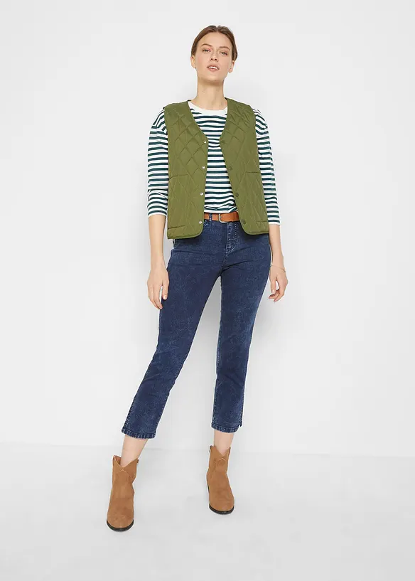 Jeans elasticizzati cropped straight, a vita media, bonprix