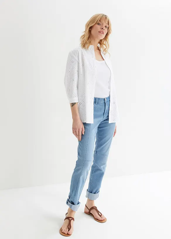 Jeans risvoltabili straight, a vita media, bonprix