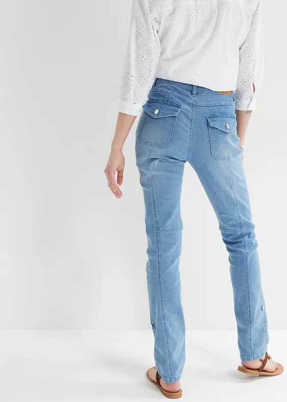 Jeans risvoltabili straight, a vita media, bonprix