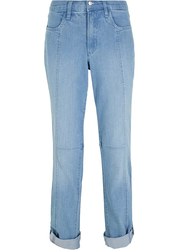 Jeans risvoltabili straight, a vita media, bonprix