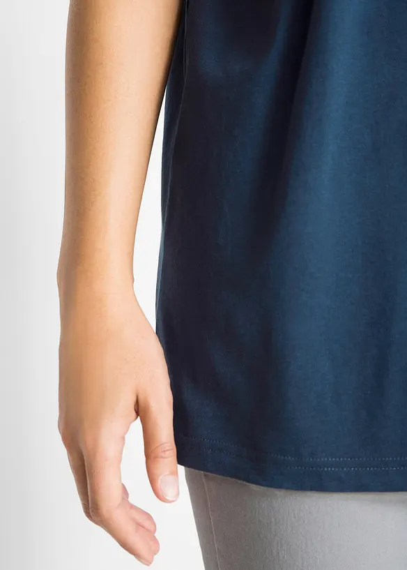 Maglia lunga e larga con scollo a V e maniche corte (pacco da 5), bonprix