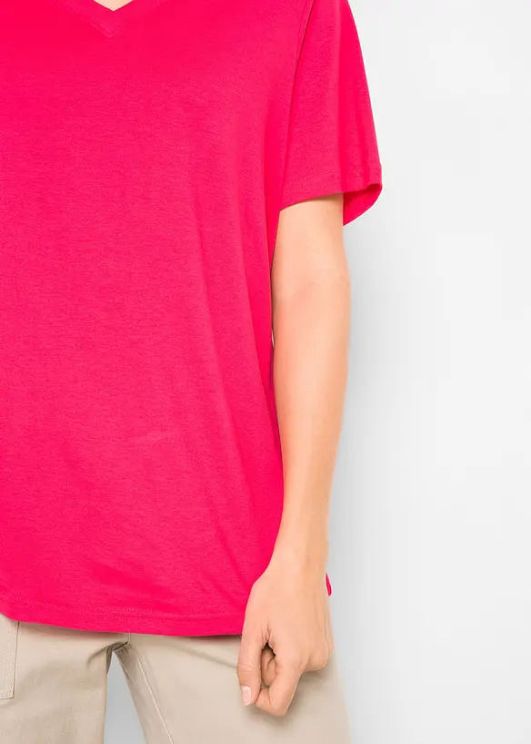 Maglia lunga e larga con scollo a V e maniche corte (pacco da 5), bonprix
