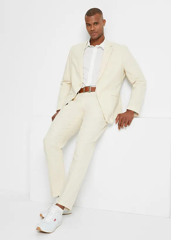 Completo giacca e pantaloni in misto lino, regular fit, bonprix