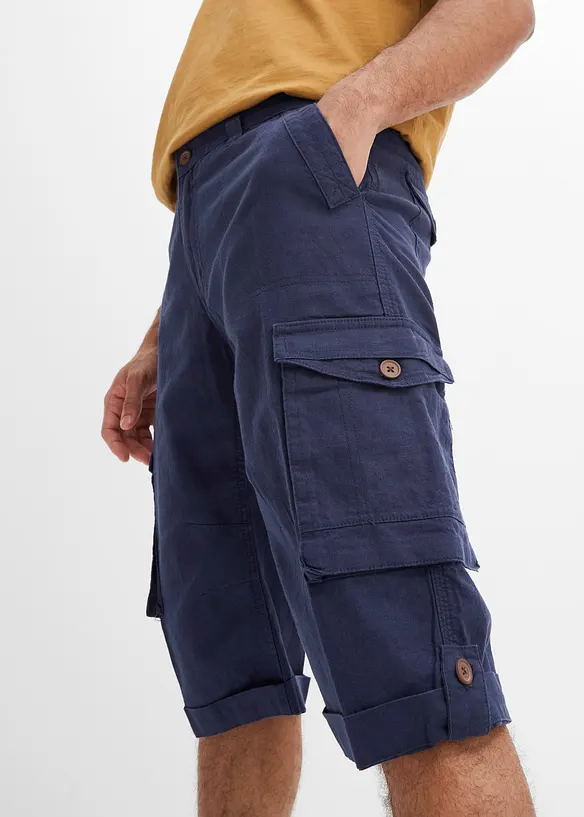 Bermuda cargo lunghi in fresco misto lino, regular fit, bonprix