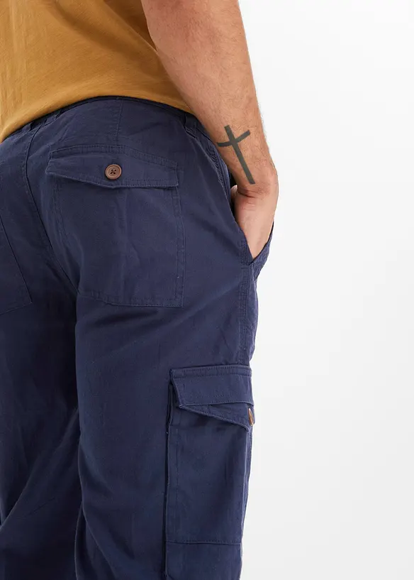 Bermuda cargo lunghi in fresco misto lino, regular fit, bonprix