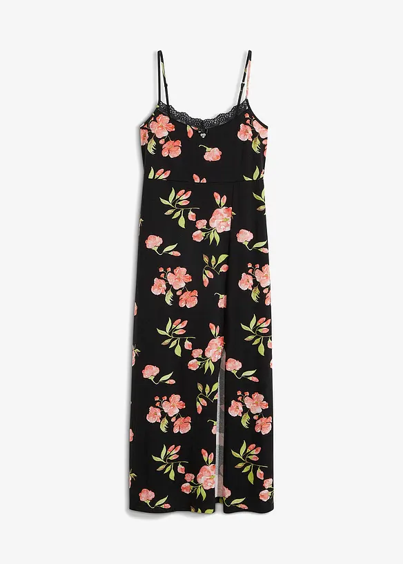 Camicia da notte lunga con pizzo e spalline sottili, bonprix