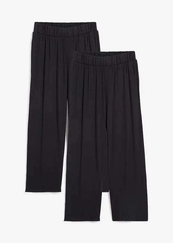 Pantaloni in jersey cropped, vita alta (pacco da 2), bonprix