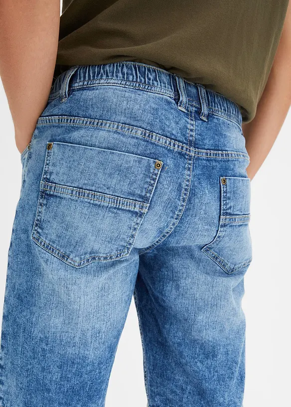 Bermuda elasticizzati in jeans leggero con elastico in vita, slim fit, bonprix