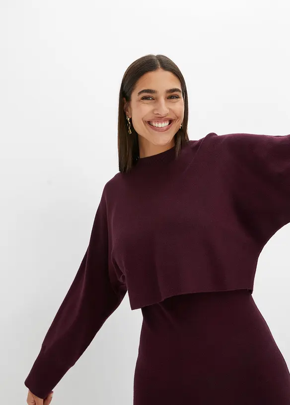 Abito in maglia e maglione abbinato (set 2 pezzi), bonprix