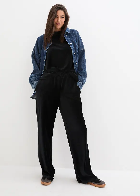 Pantaloni di velluto con cinta elastica, bonprix