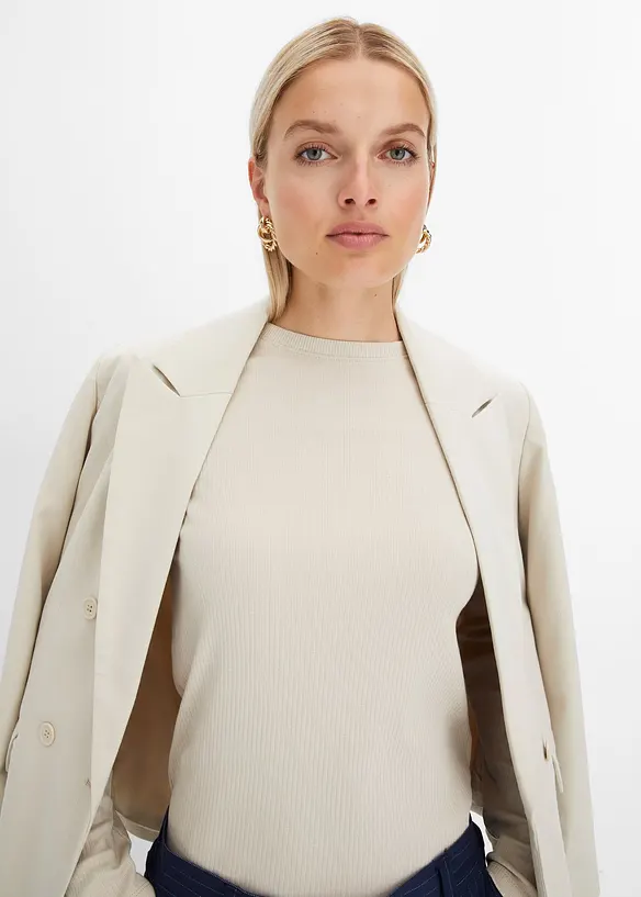Maglia a maniche lunghe a coste in puro cotone, bonprix
