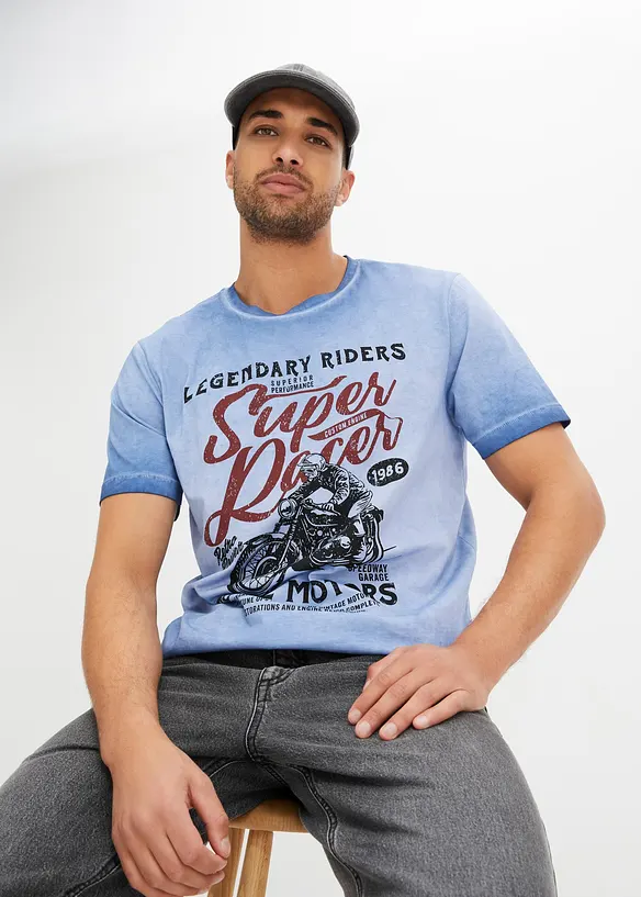 T-shirt in cotone biologico con effetto lavato, bonprix