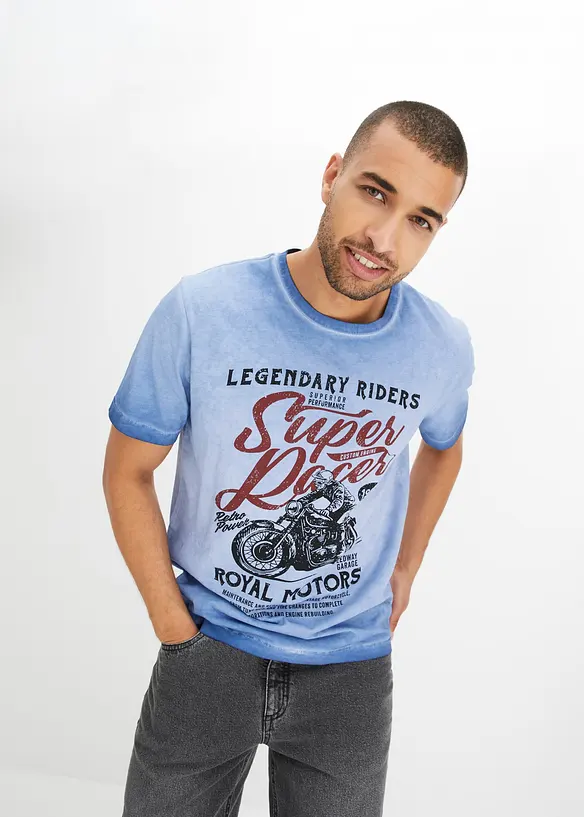 T-shirt in cotone biologico con effetto lavato, bonprix