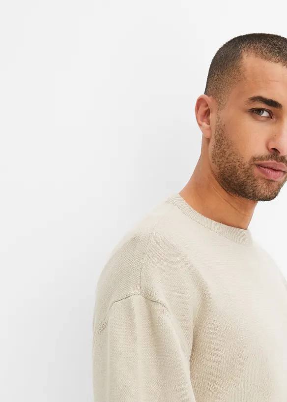 Maglione a girocollo con cotone, loose fit, bonprix