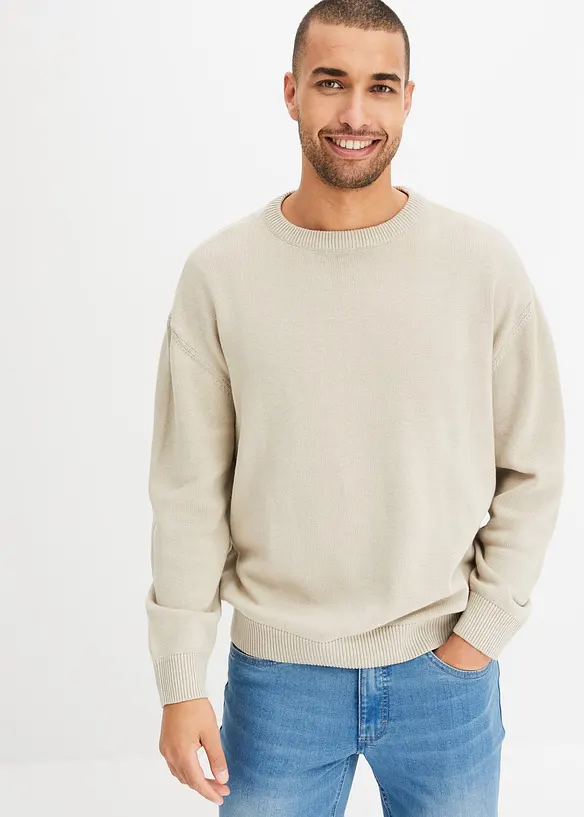 Maglione a girocollo con cotone, loose fit, bonprix