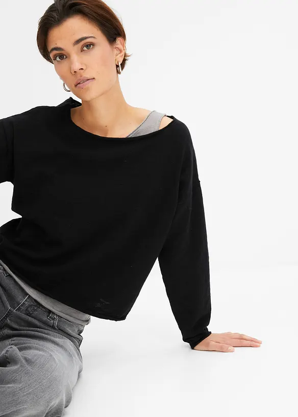 Maglione e top in puro cotone (set 2 pezzi), bonprix