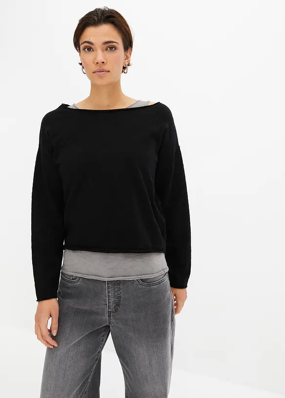 Maglione e top in puro cotone (set 2 pezzi), bonprix