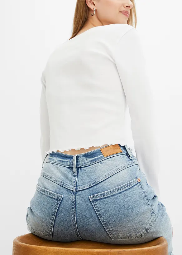 Mom jeans elasticizzati, vita alta, bonprix