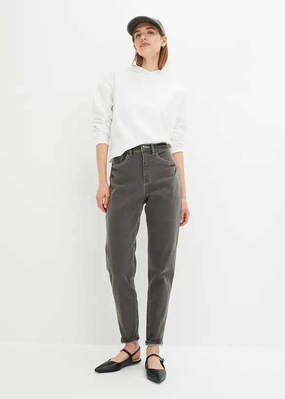 Mom jeans elasticizzati, vita alta, bonprix