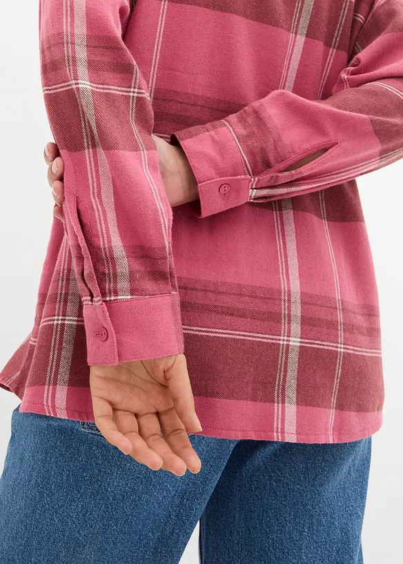 Camicia A Quadri In Flanella Per Ragazzi Cromoncent - Manica Lunga Con Bottoni - Rosso Bufalo - Taglia 8-9 Anni