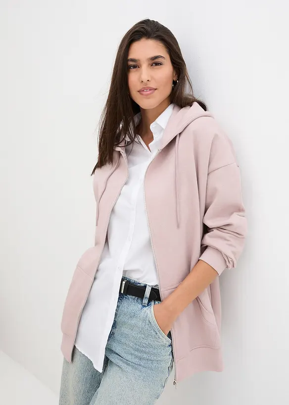 Felpa con zip e cappuccio, bonprix