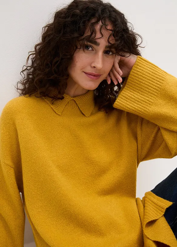 Maglione oversize a collo alto con spacchi laterali, bonprix