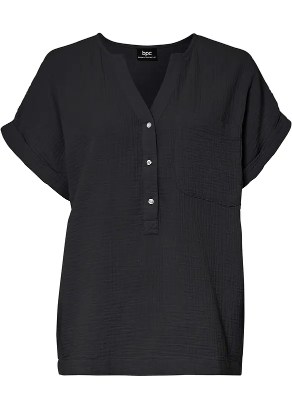 Blusa a maniche corte in mussola, bonprix
