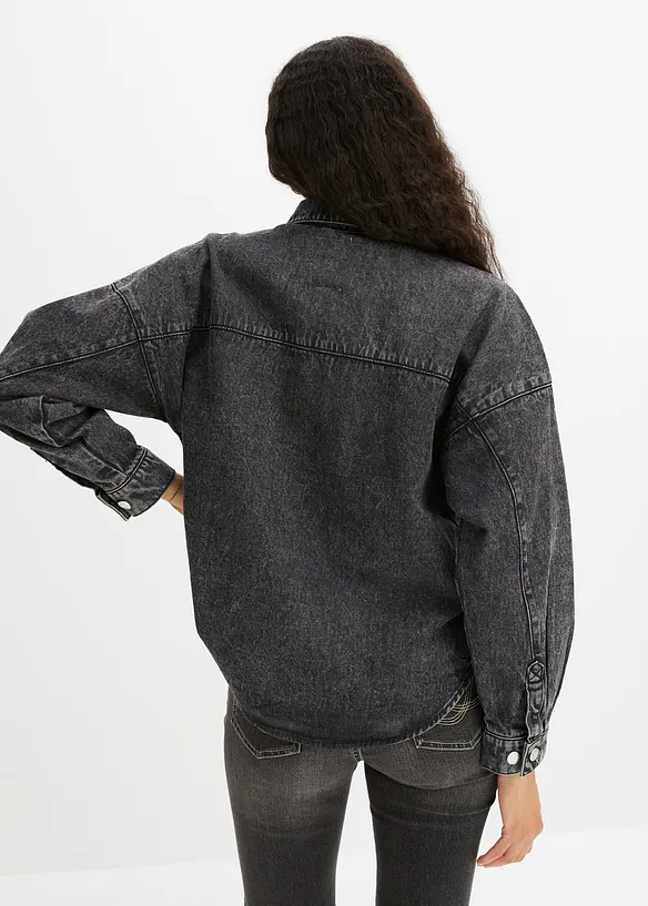 Giacca-camicia oversize in jeans di cotone biologico, bonprix