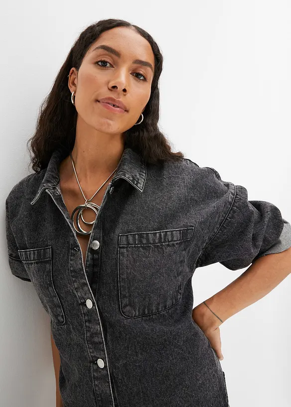 Giacca-camicia oversize in jeans di cotone biologico, bonprix