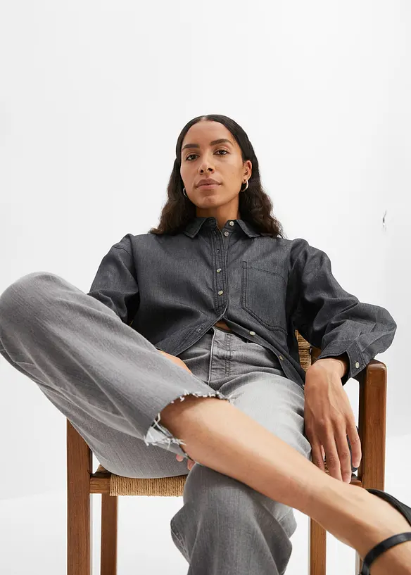 Jeans a vita alta in cotone biologico, straight, bonprix