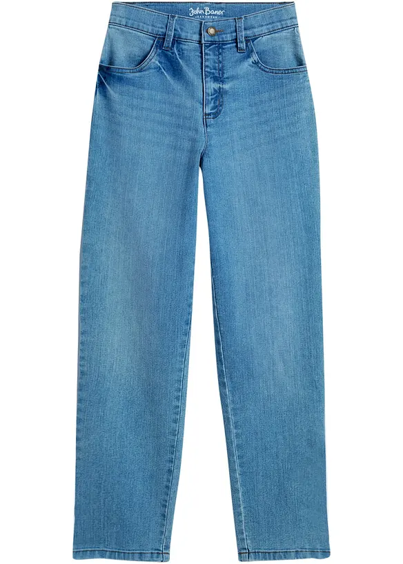 Jeans elasticizzati loose fit con vita regolabile, tapered, bonprix