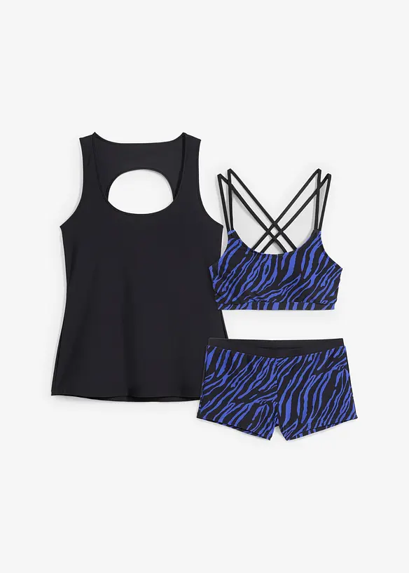 Tankini con reggiseno a bustier (set 3 pezzi), bonprix