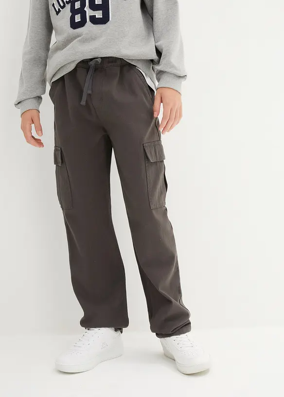 Pantaloni cargo in puro cotone loose fit, straight, bonprix