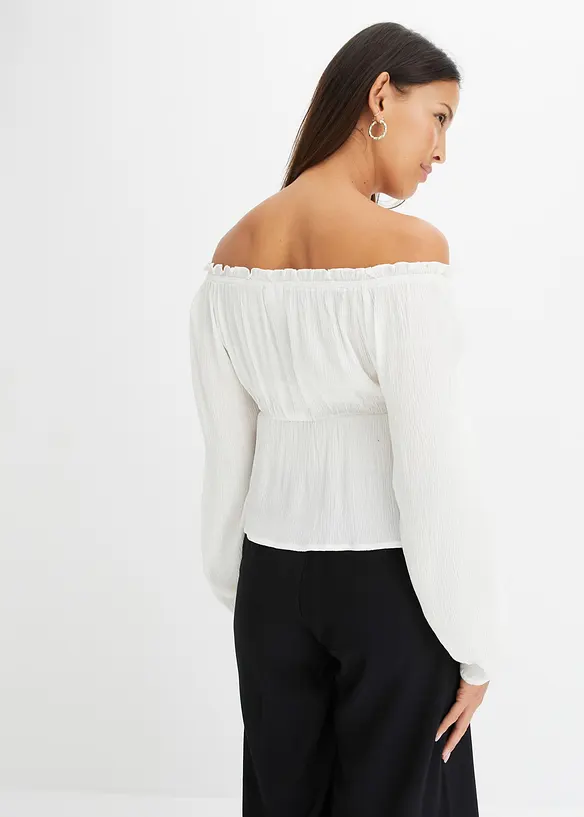 Blusa con spalle scoperte in viscosa crinkle, bonprix