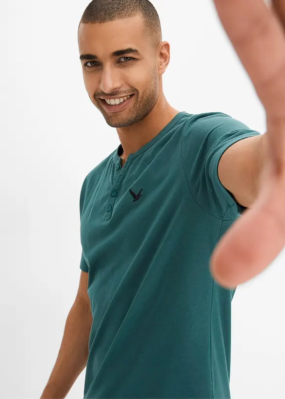 Maglia serafino a maniche corte in cotone biologico, bonprix