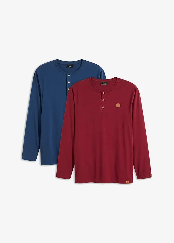 Maglia serafino a maniche lunghe (pacco da 2) in puro cotone biologico, bonprix