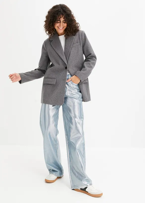 Blazer in simil lana con spalline imbottite, bonprix