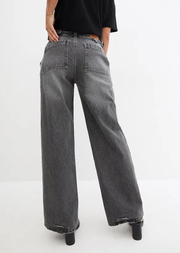 Jeans wide leg elasticizzati, a vita media, bonprix