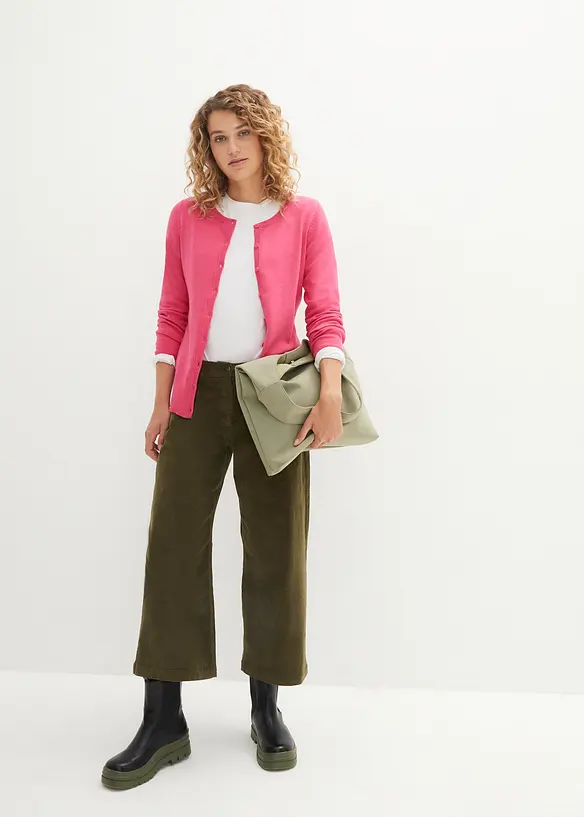 Pantaloni culotte largi in velluto a coste di misto cotone, bonprix