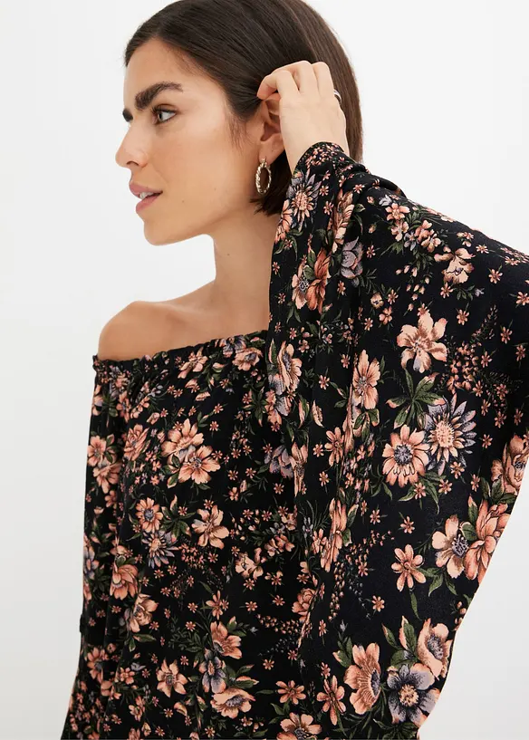 Maglia con spalle scoperte in fantasia, bonprix