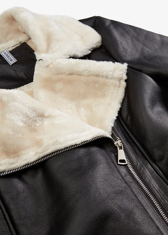 Giacca shearling biker, bonprix