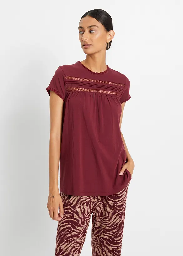 Maglia in cotone con pizzo, bonprix