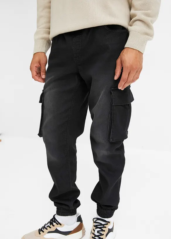 Jeans in felpa con elastico in vita slim fit, straight, bonprix