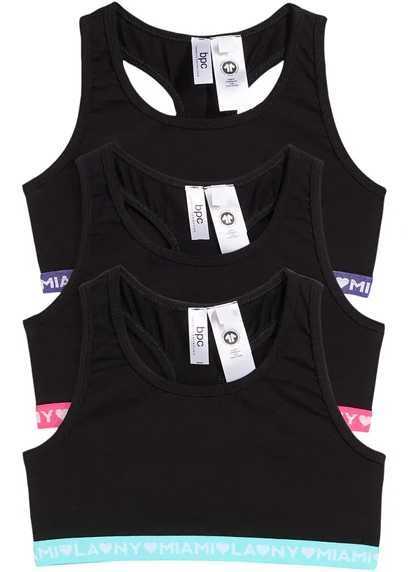 Reggiseno bustier con morbido cotone biologico (pacco da 3), bonprix