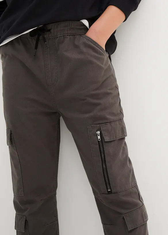 Pantaloni cargo in puro cotone con elastico in vita, regular fit, bonprix
