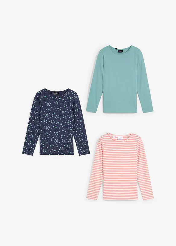 Maglia a maniche lunghe in cotone biologico (pacco da 3), bonprix