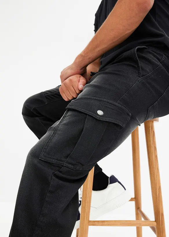 Jeans in felpa con tasche cargo regular fit, straight, bonprix